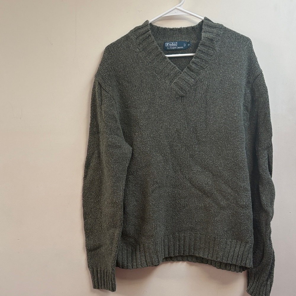 Polo by Ralph Lauren Men's Olive Green V-Neck Sweater